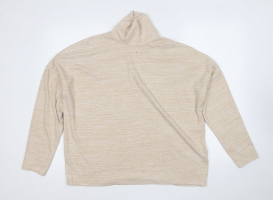 H&M Womens Beige Mock Neck  Viscose Pullover Jumper Size L