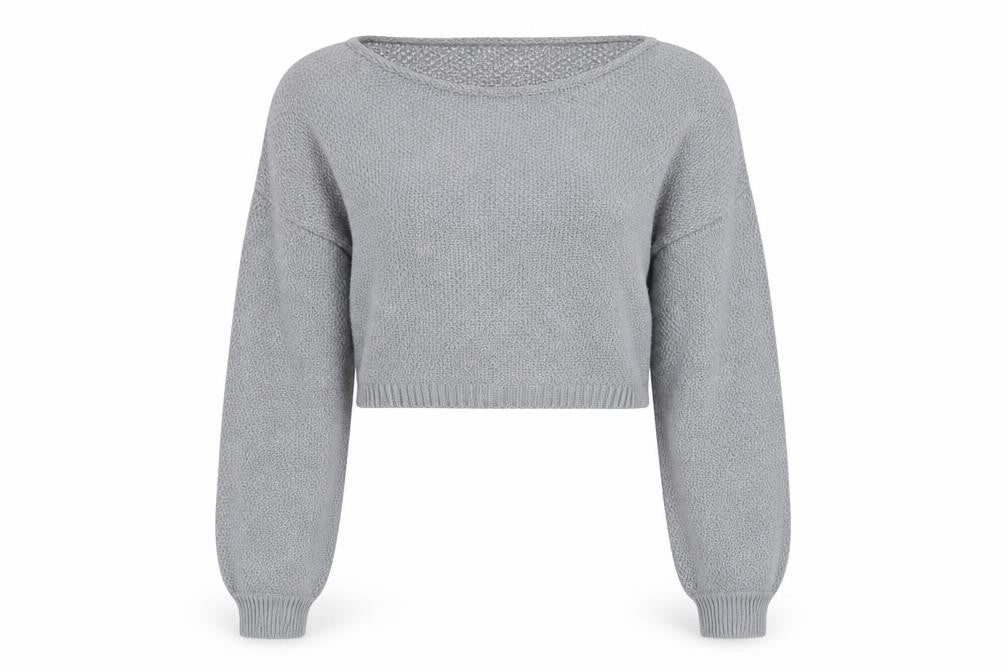 PRETTYLITTLETHING Womens Grey Round Neck  Acrylic Pullover Jumper Size M