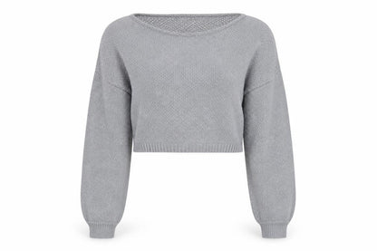 PRETTYLITTLETHING Womens Grey Round Neck  Acrylic Pullover Jumper Size M
