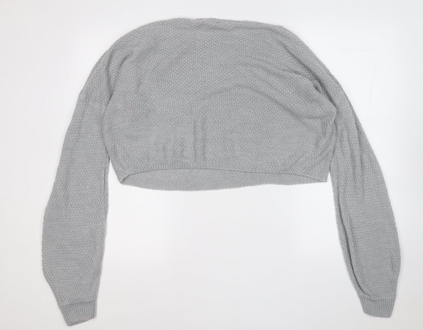 PRETTYLITTLETHING Womens Grey Round Neck  Acrylic Pullover Jumper Size M