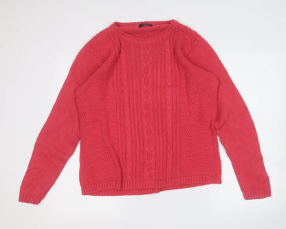 Bonmarché Womens Pink Round Neck Cotton Pullover Jumper Size L