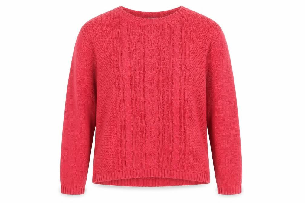Bonmarché Womens Pink Round Neck Cotton Pullover Jumper Size L