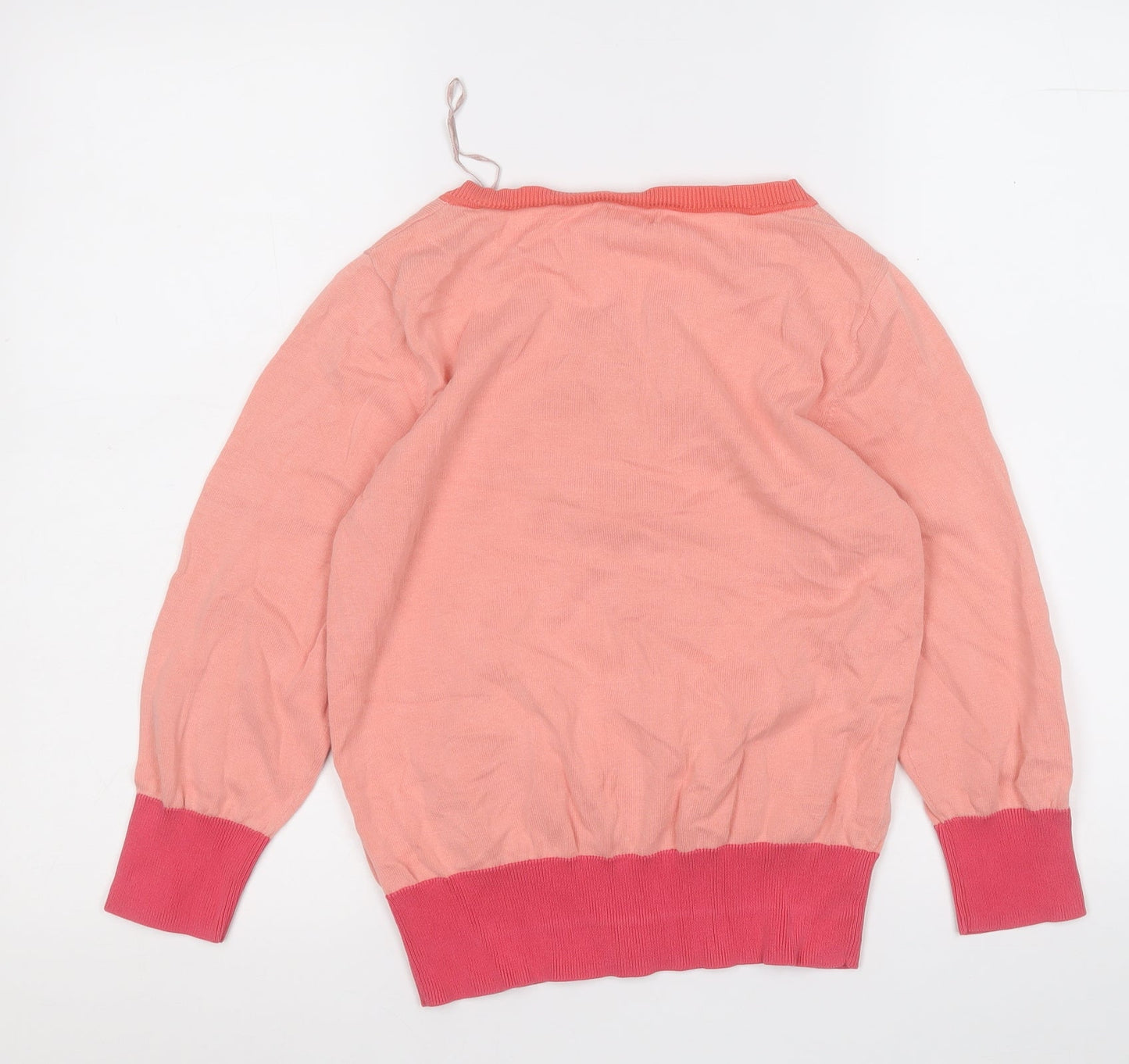 Monsoon Womens Pink Round Neck  Acrylic Cardigan Jumper Size S