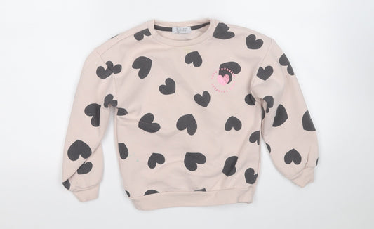 Primark Girls Pink Geometric Cotton Pullover Sweatshirt Size 7-8 Years   - Love Heart