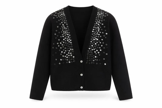 Select Womens Black Round Neck  Acrylic Cardigan Jumper Size 14