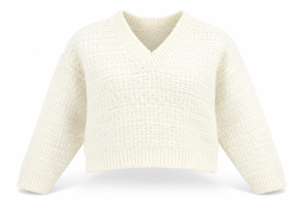 Topshop Womens Ivory V-Neck  Acrylic Pullover Jumper Size L
