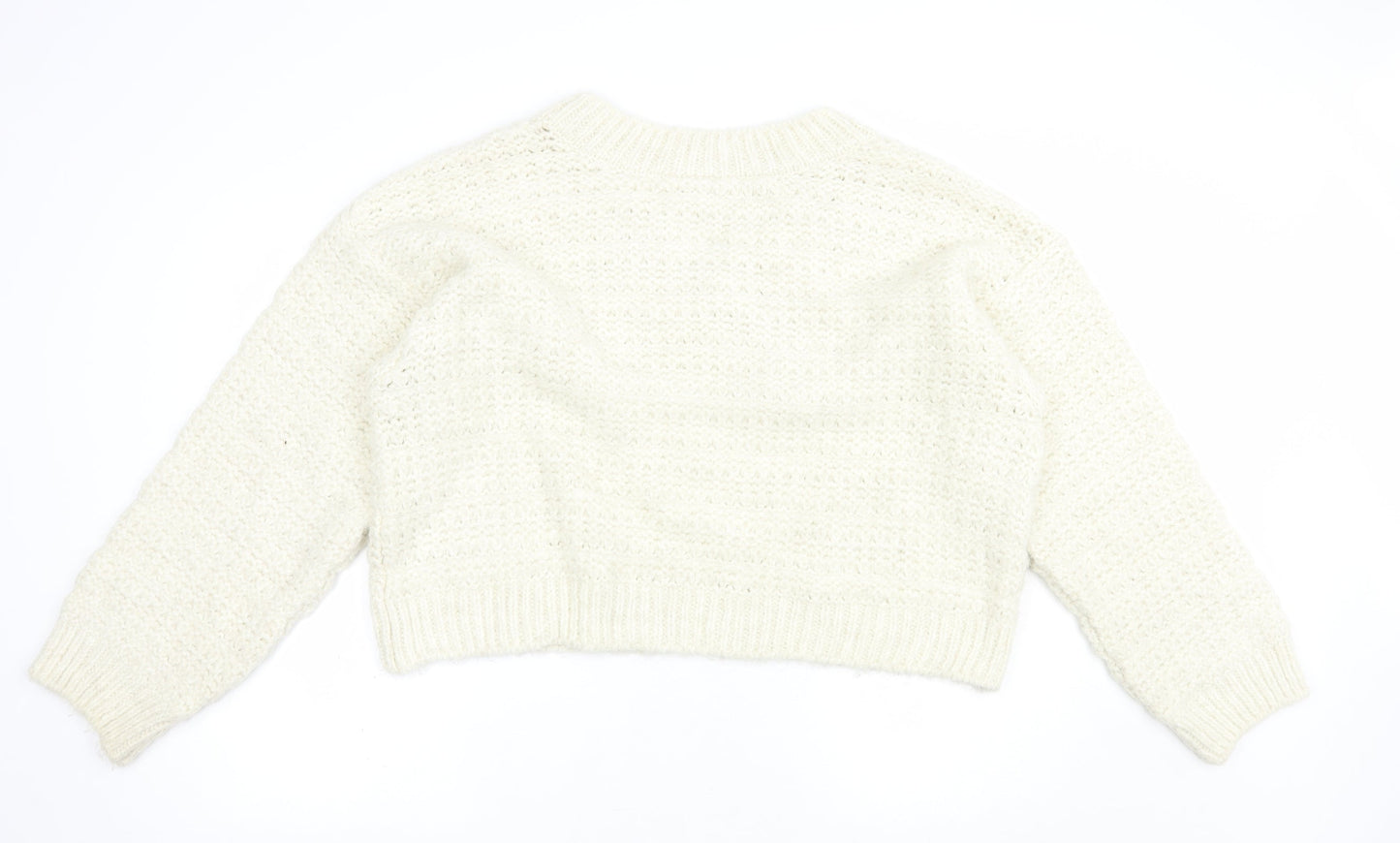 Topshop Womens Ivory V-Neck  Acrylic Pullover Jumper Size L