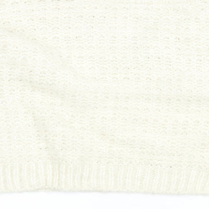 Topshop Womens Ivory V-Neck  Acrylic Pullover Jumper Size L