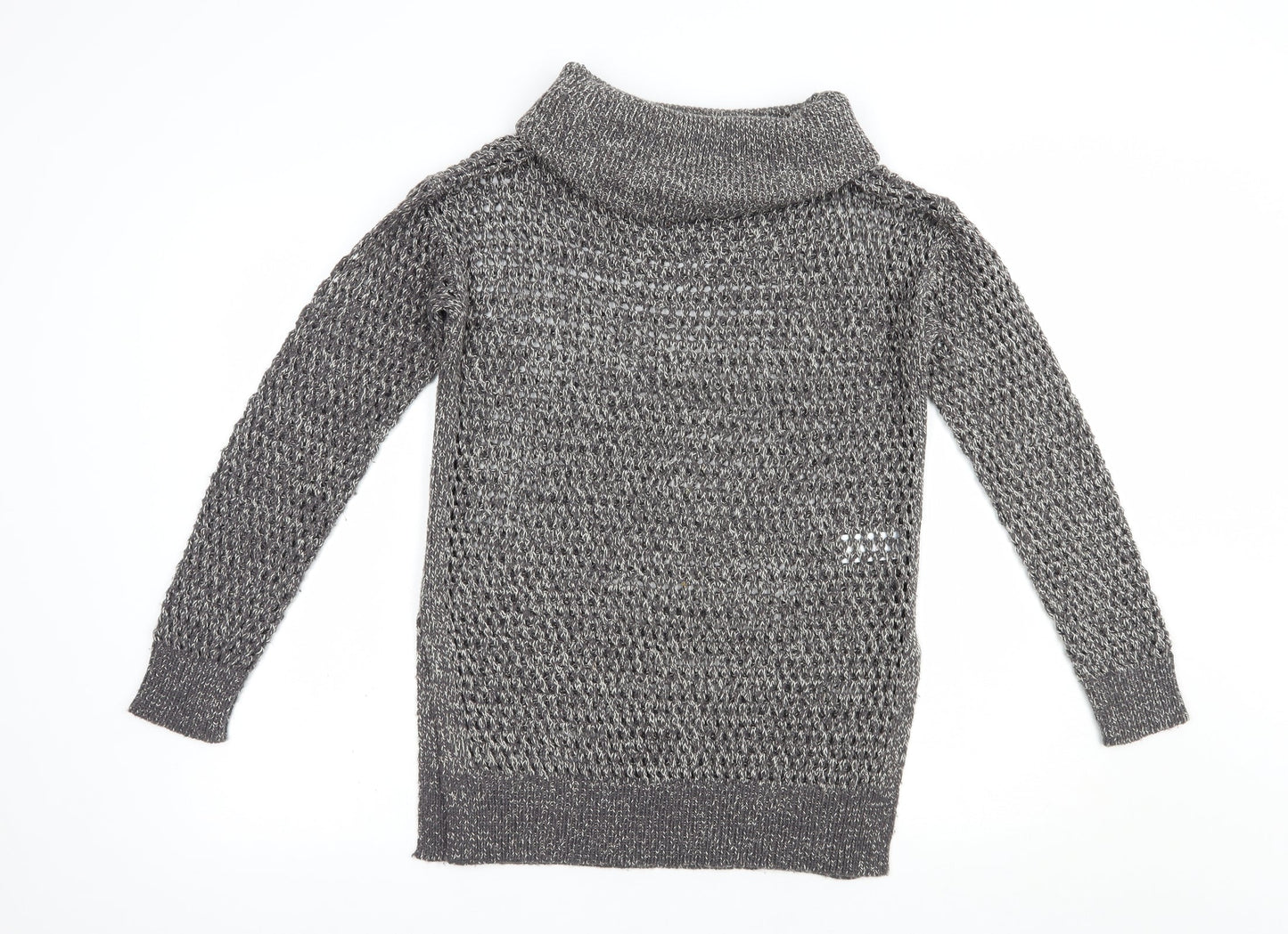Papaya Womens Grey Roll Neck  Acrylic Pullover Jumper Size S