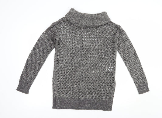 Papaya Womens Grey Roll Neck  Acrylic Pullover Jumper Size S