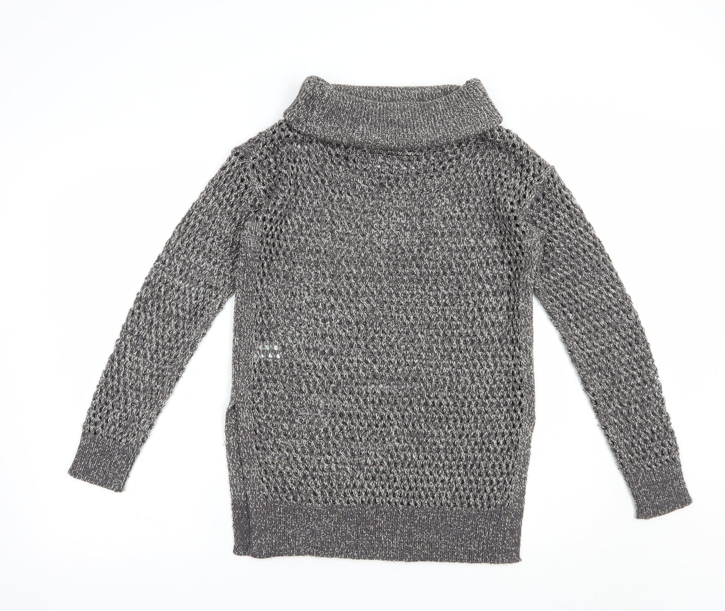 Papaya Womens Grey Roll Neck  Acrylic Pullover Jumper Size S