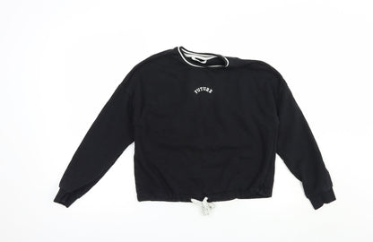 Marks & Spencer Girls Black  Cotton Pullover Sweatshirt Size 12-13 Years  Pullover - Future