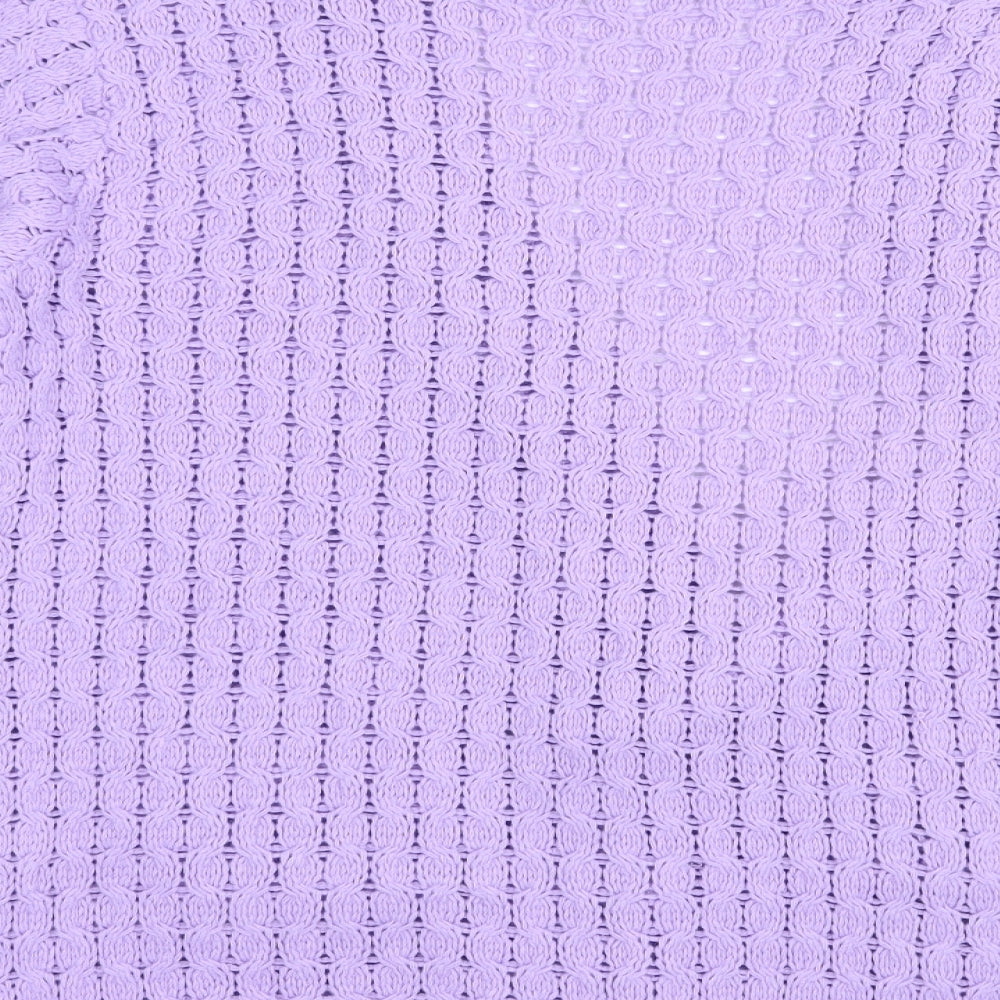 Pure & Natural` Womens Purple V-Neck  Acrylic Cardigan Jumper Size M
