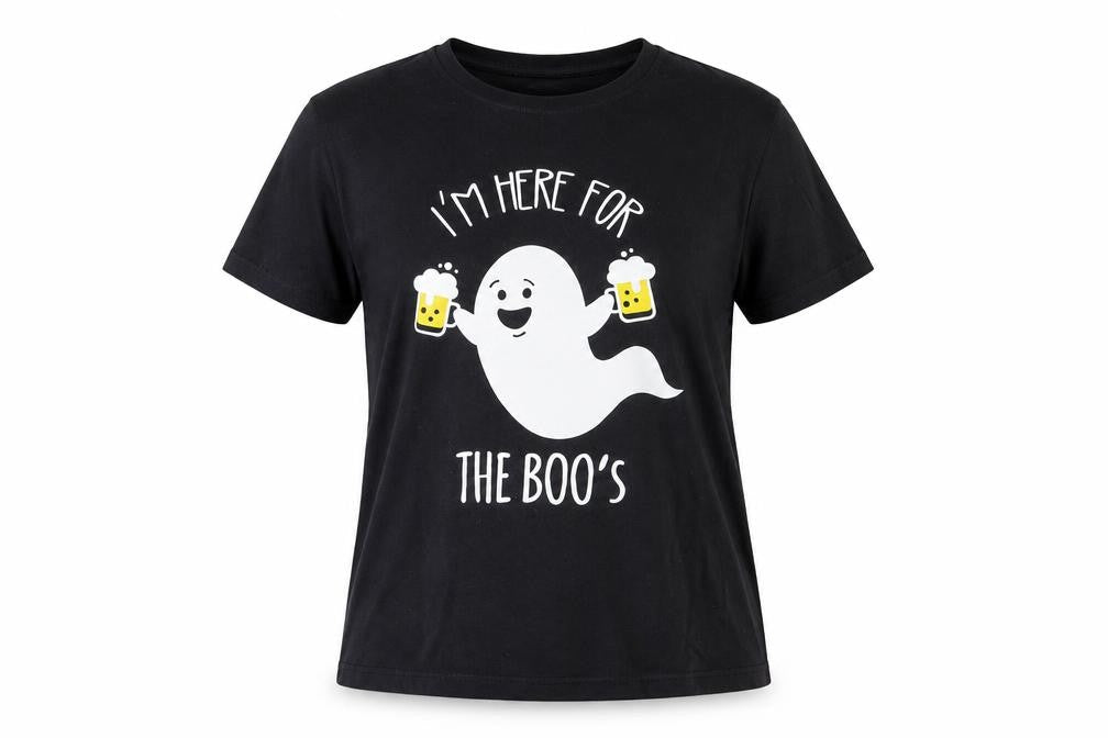 Hallow Scream Womens Black  Cotton Basic T-Shirt Size L Crew Neck - Ghost