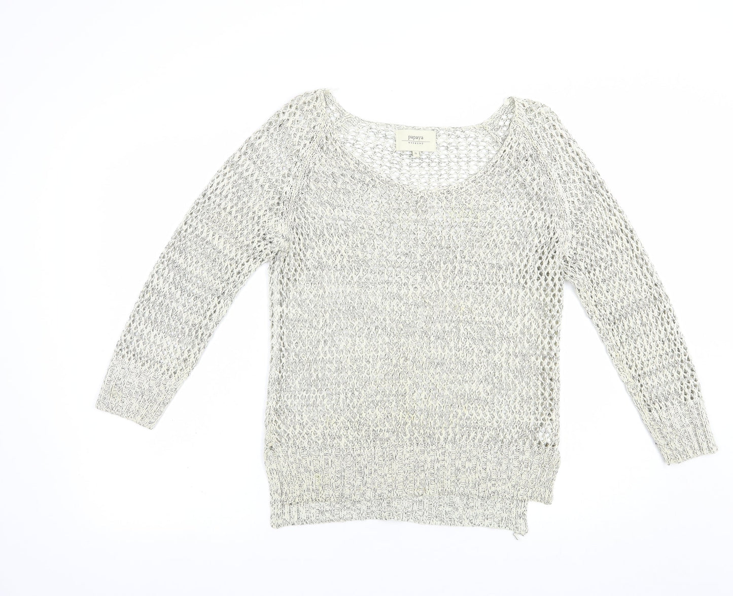 Papaya Womens Grey Boat Neck  Camel Pullover Jumper Size 8