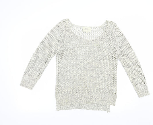 Papaya Womens Grey Boat Neck  Camel Pullover Jumper Size 8
