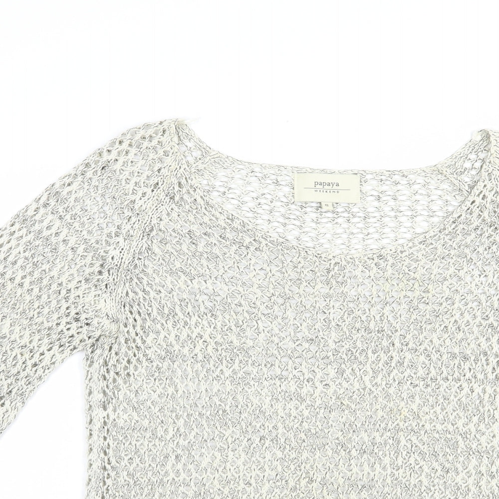 Papaya Womens Grey Boat Neck  Camel Pullover Jumper Size 8