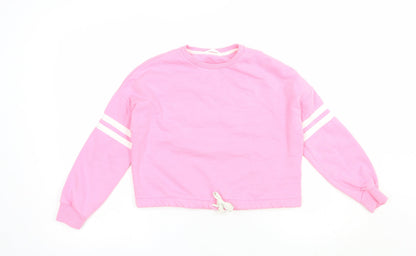 Preloved Marks and Spencer Girls Pink  Cotton Pullover Sweatshirt Size 9-10 Years  Pullover - Front