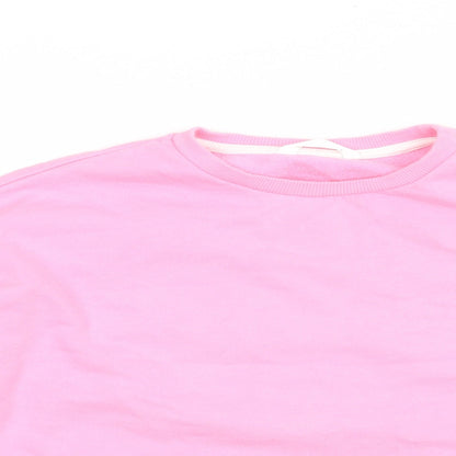 Preloved Marks and Spencer Girls Pink  Cotton Pullover Sweatshirt Size 9-10 Years  Pullover - Detail