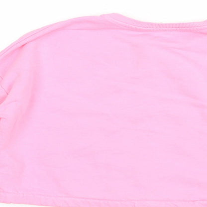 Preloved Marks and Spencer Girls Pink  Cotton Pullover Sweatshirt Size 9-10 Years  Pullover - Label