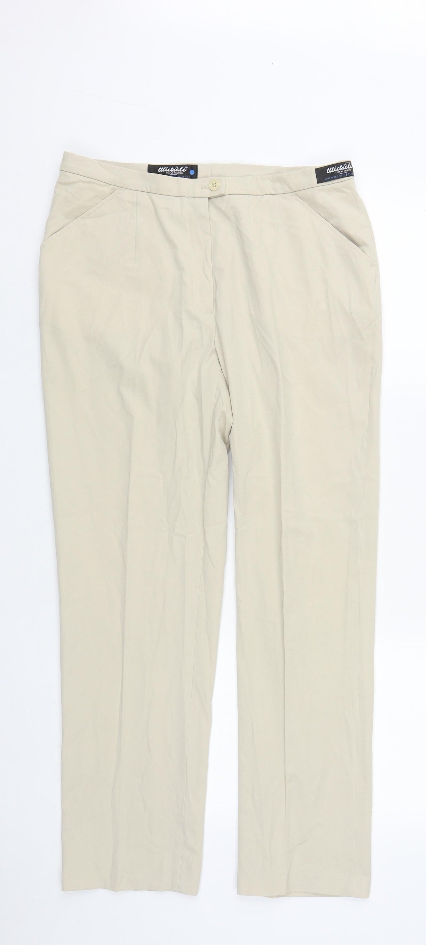 Wichele Womens Beige  Polyester Trousers  Size 12 L27 in Regular Zip