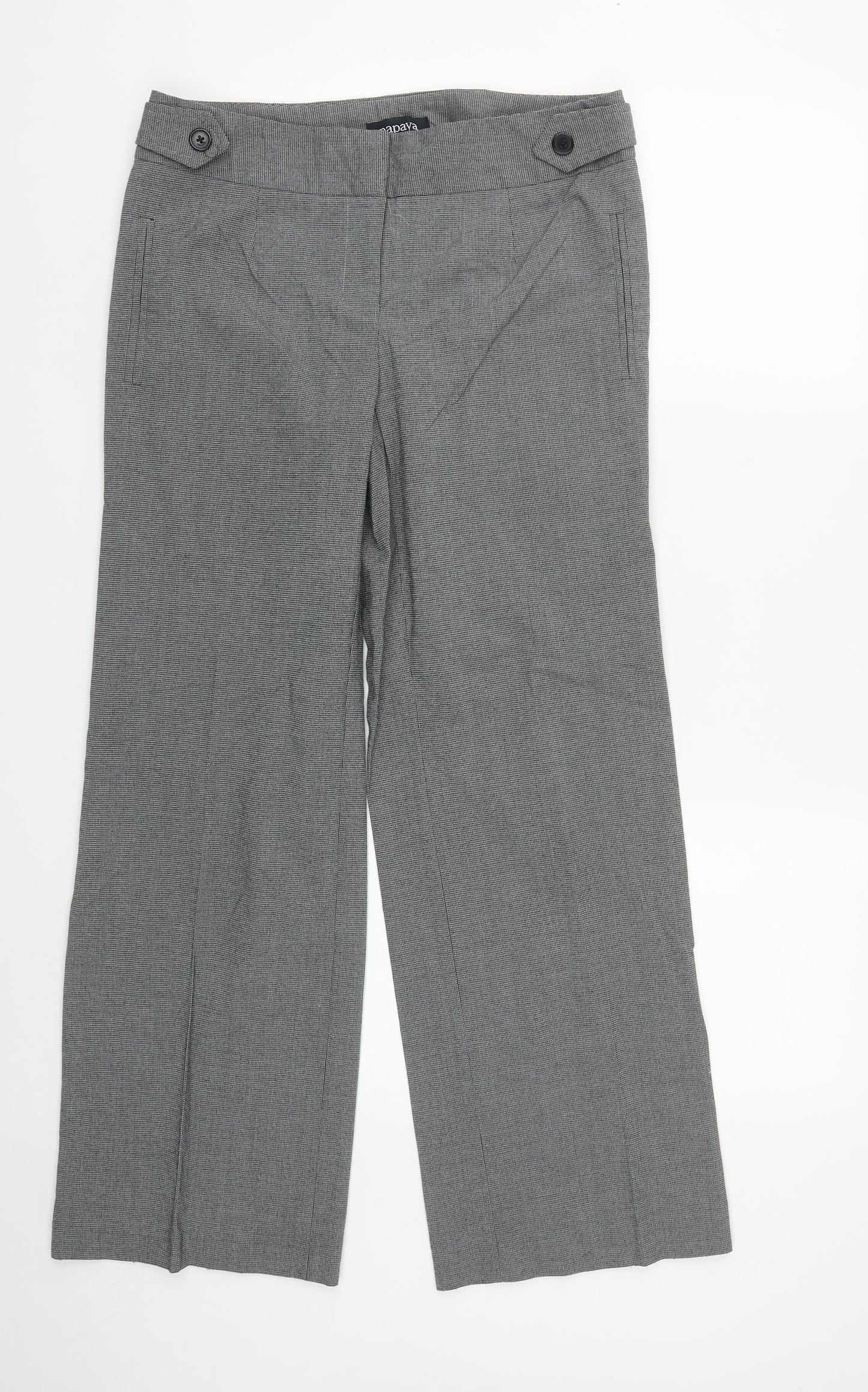 Papaya Womens Grey  Polyester Trousers  Size 12 L29 in Regular Zip