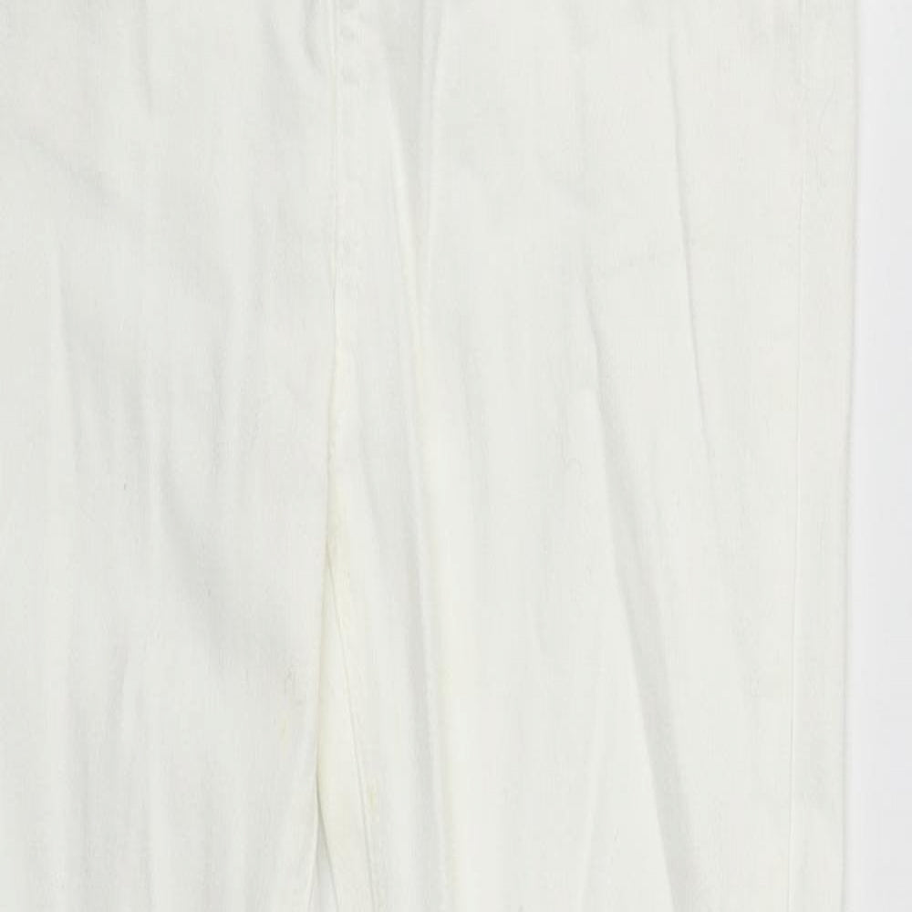 Denim & Co. Womens White  Cotton Straight Jeans Size 8 L29 in Regular Zip