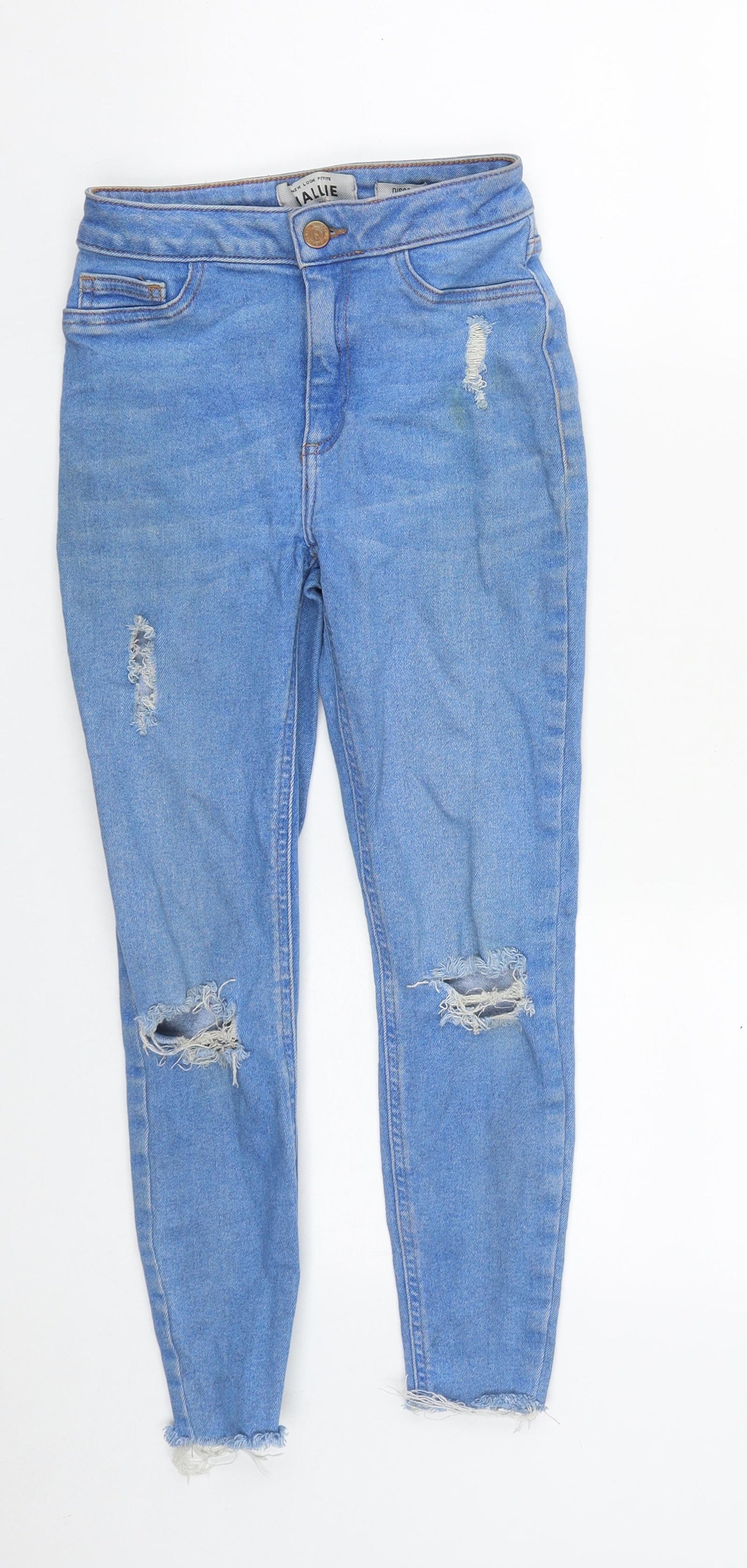 New Look Womens Blue  Cotton Cropped Jeans Size 6 L22 in Regular Zip
