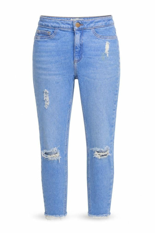 New Look Womens Blue  Cotton Cropped Jeans Size 6 L22 in Regular Zip