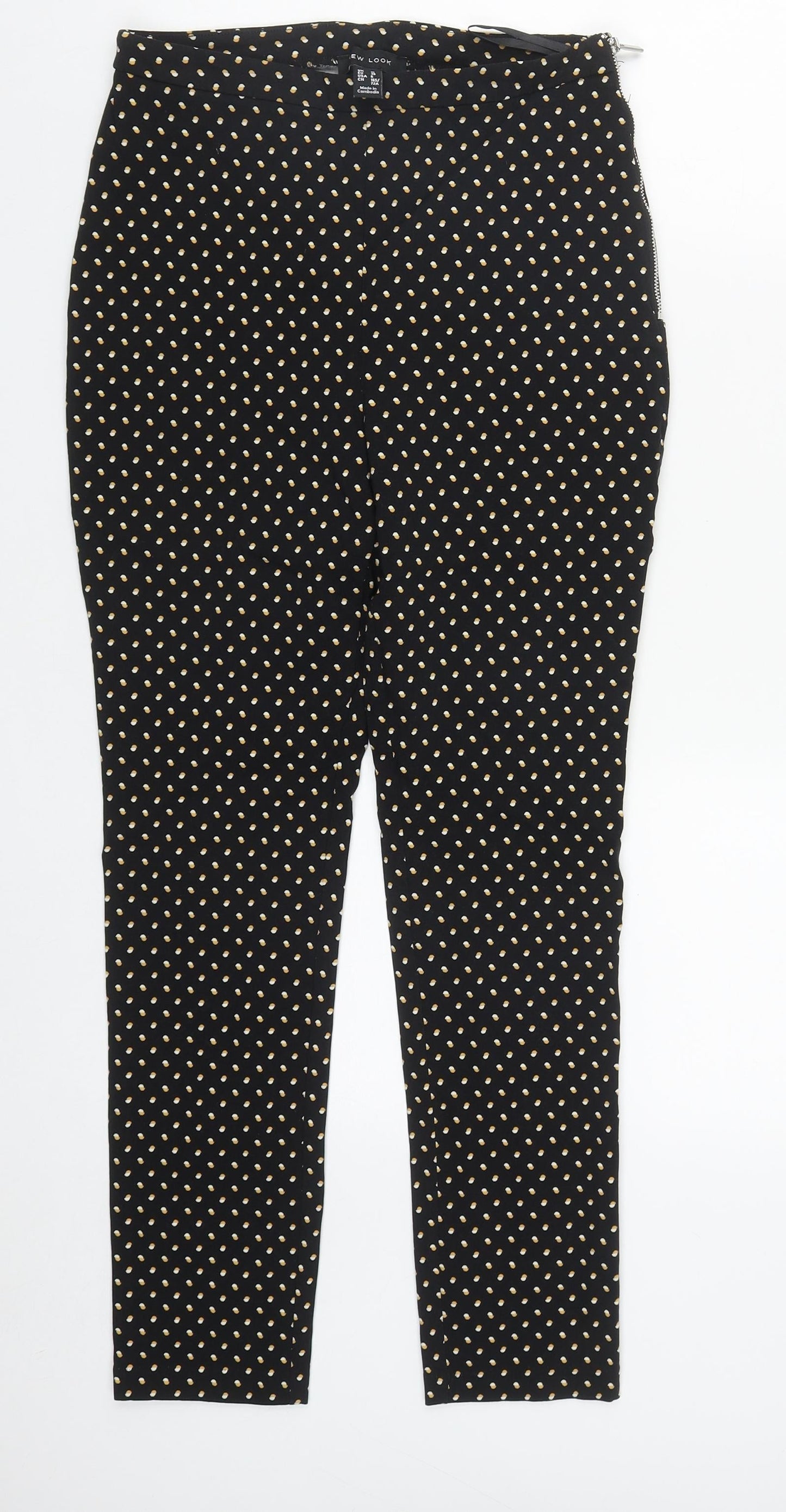 New Look Womens Multicoloured Geometric Viscose Trousers  Size 10 L25 in Regular Zip