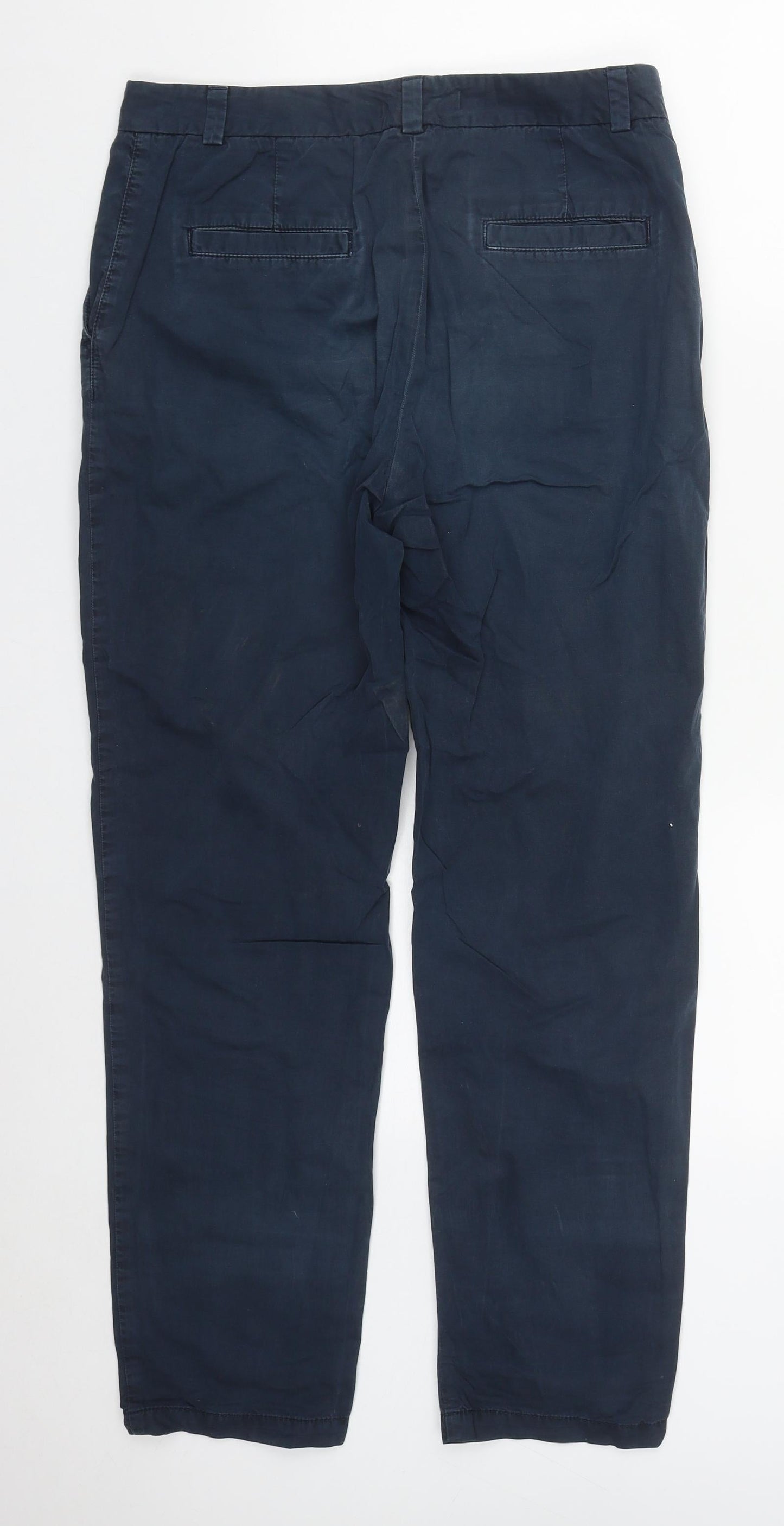 Marks and Spencer Womens Blue  Cotton Trousers  Size 10 L29 in Regular Zip