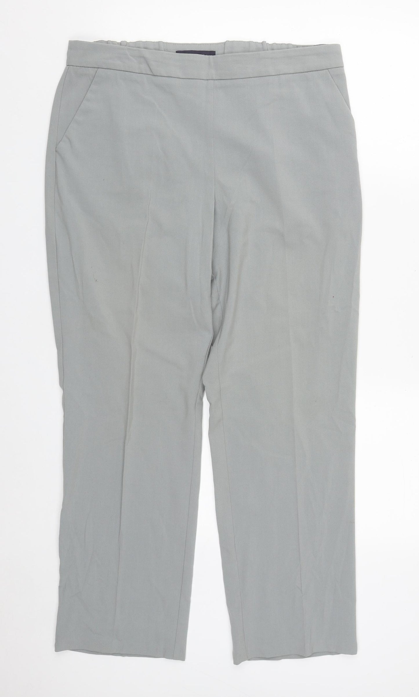 Marks and Spencer Womens Grey  Polyester Trousers  Size 14 L27 in Regular Zip