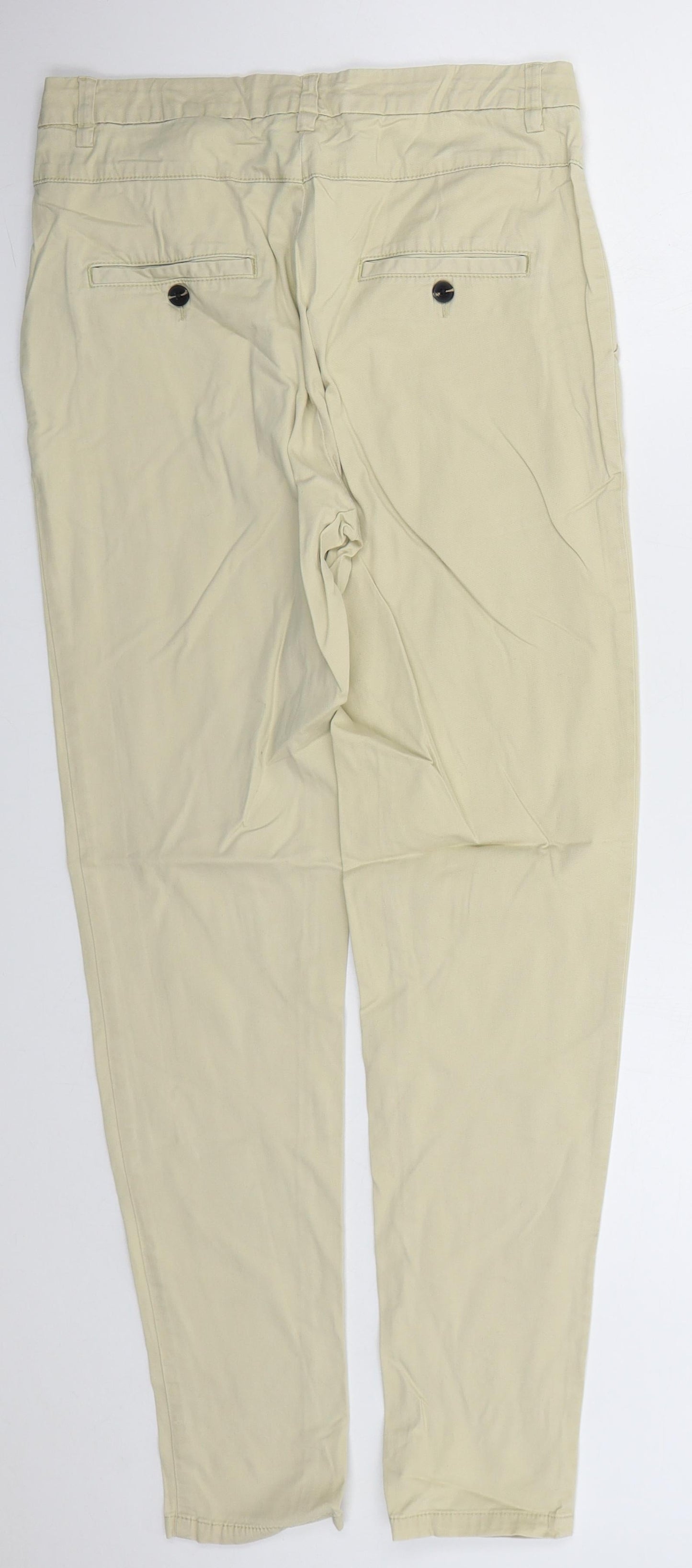 H&M Womens Beige  Cotton Tapered Jeans Size 8 L29 in Regular Button