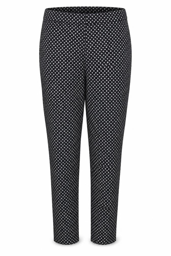 Oasis Womens Grey Geometric Cotton Trousers  Size 10 L26 in Regular Hook & Eye