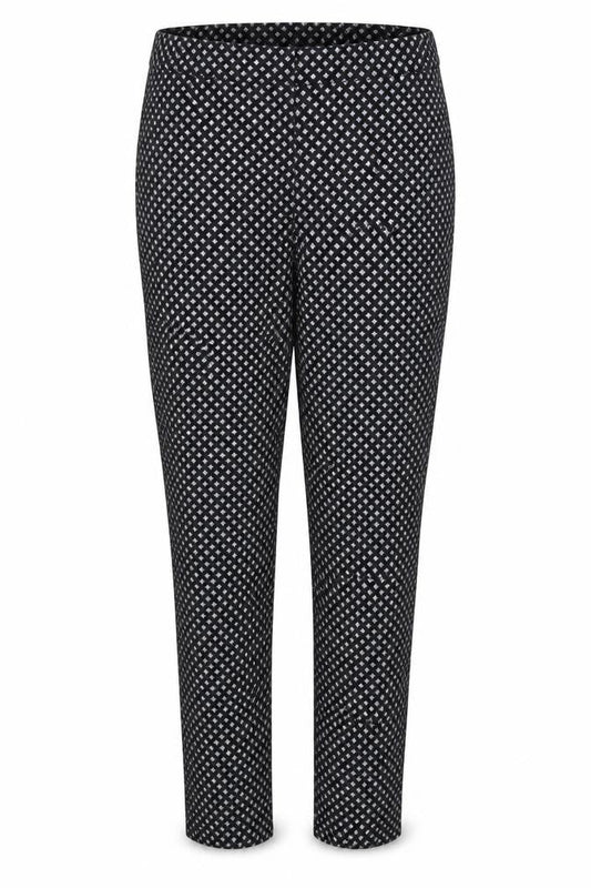 Oasis Womens Grey Geometric Cotton Trousers  Size 10 L26 in Regular Hook & Eye