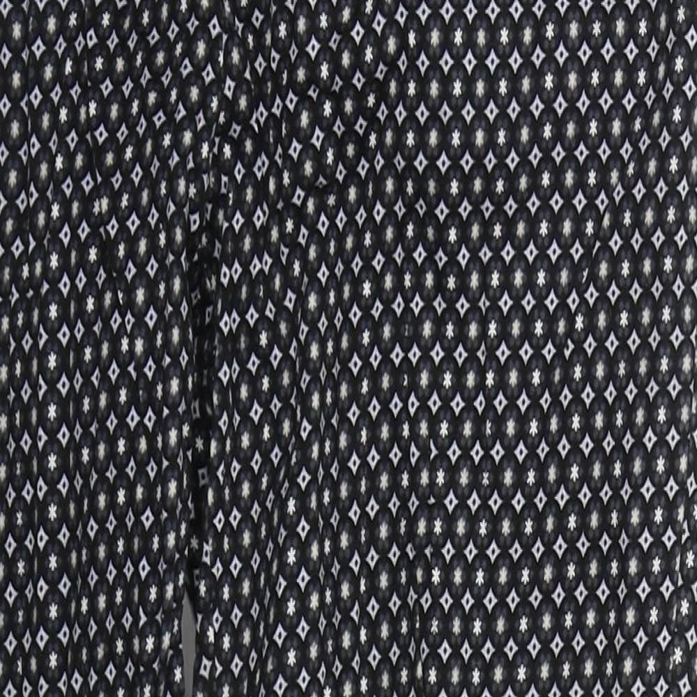 Oasis Womens Grey Geometric Cotton Trousers  Size 10 L26 in Regular Hook & Eye