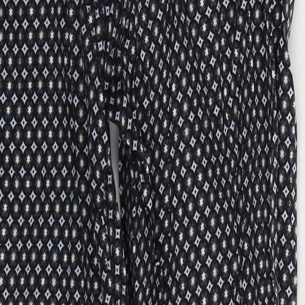 Oasis Womens Grey Geometric Cotton Trousers  Size 10 L26 in Regular Hook & Eye