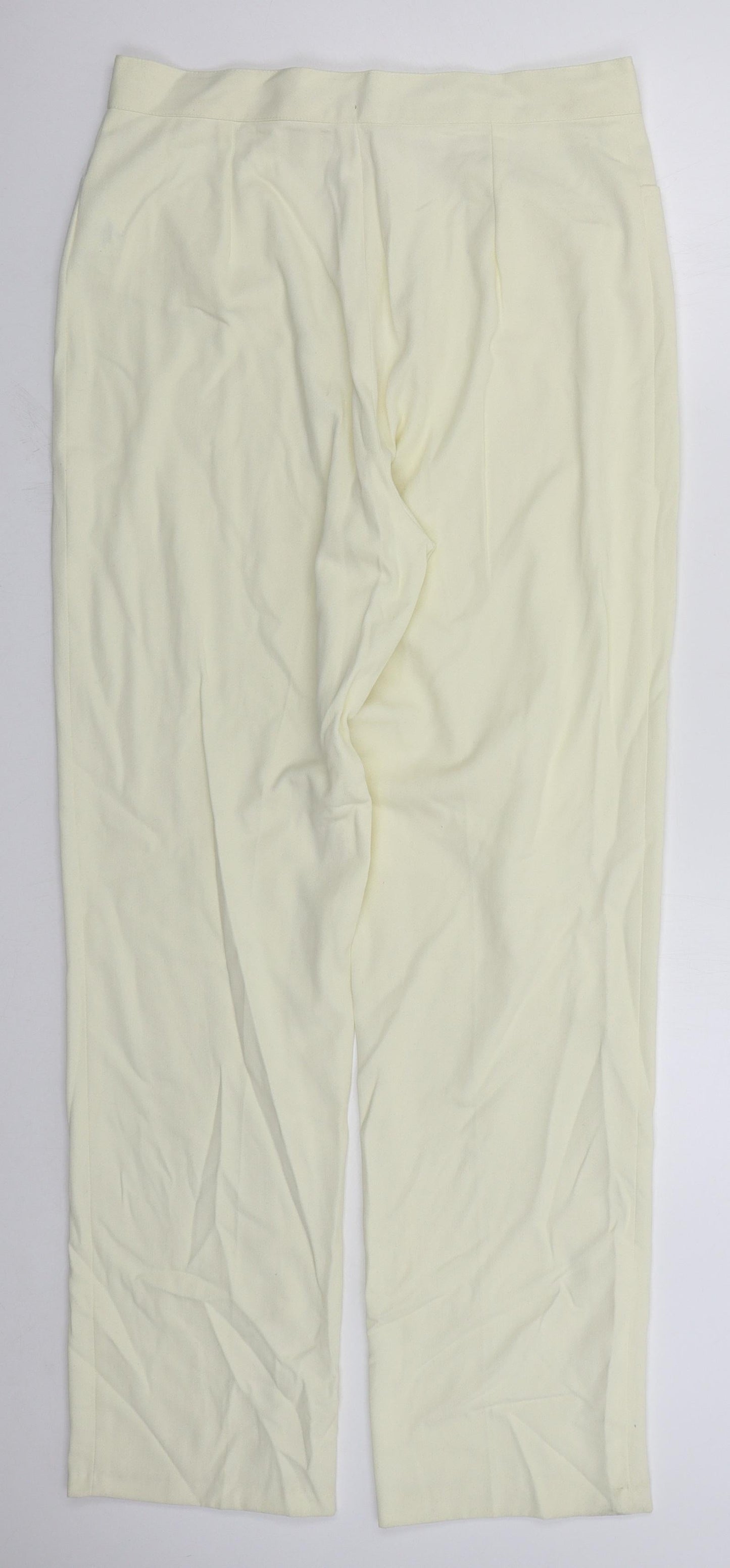 Charlotte Halton Womens Ivory  Viscose Trousers  Size 14 L30 in Regular Hook & Eye