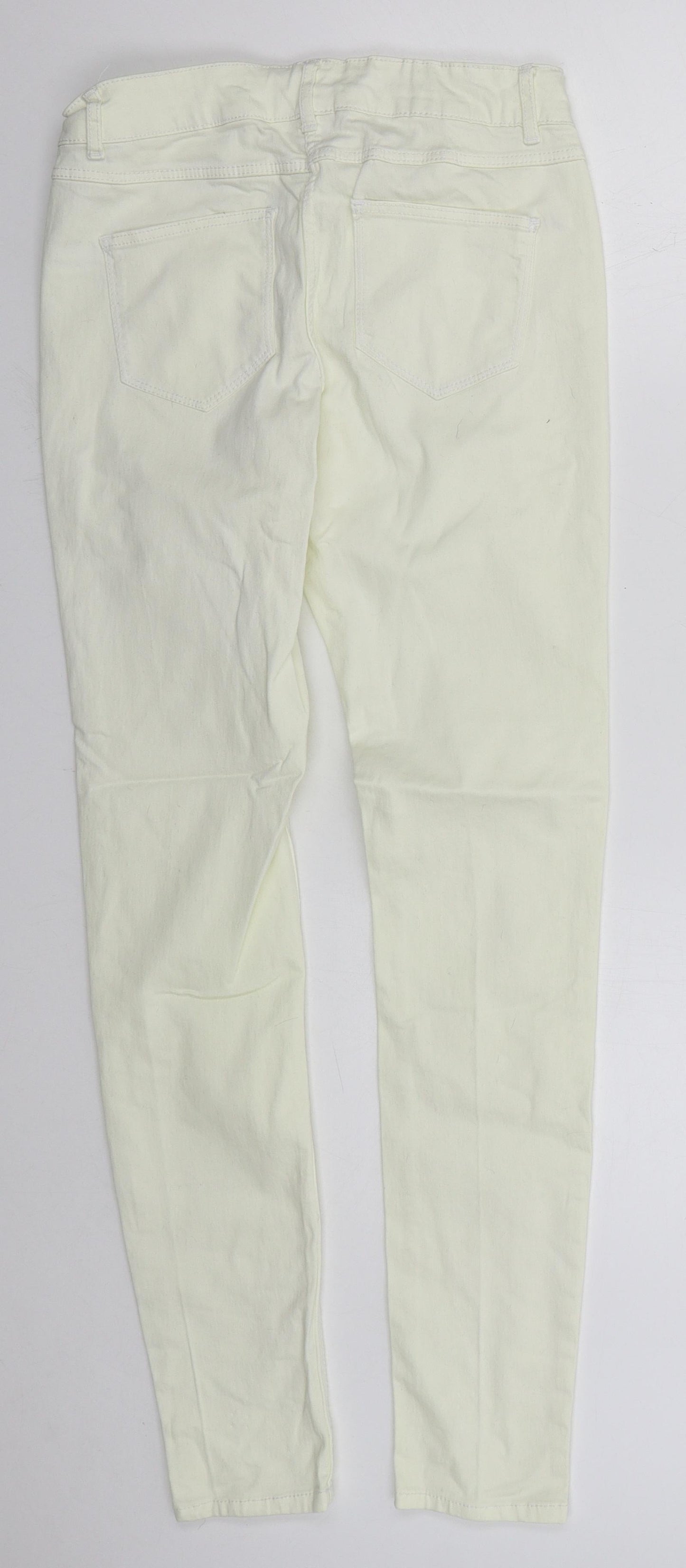 Papaya Womens Ivory  Cotton Skinny Jeans Size 10 L30 in Regular Button