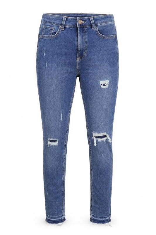 Marks & Spencer Womens Blue  Cotton Skinny Jeans Size 26 in L27 in Regular Button