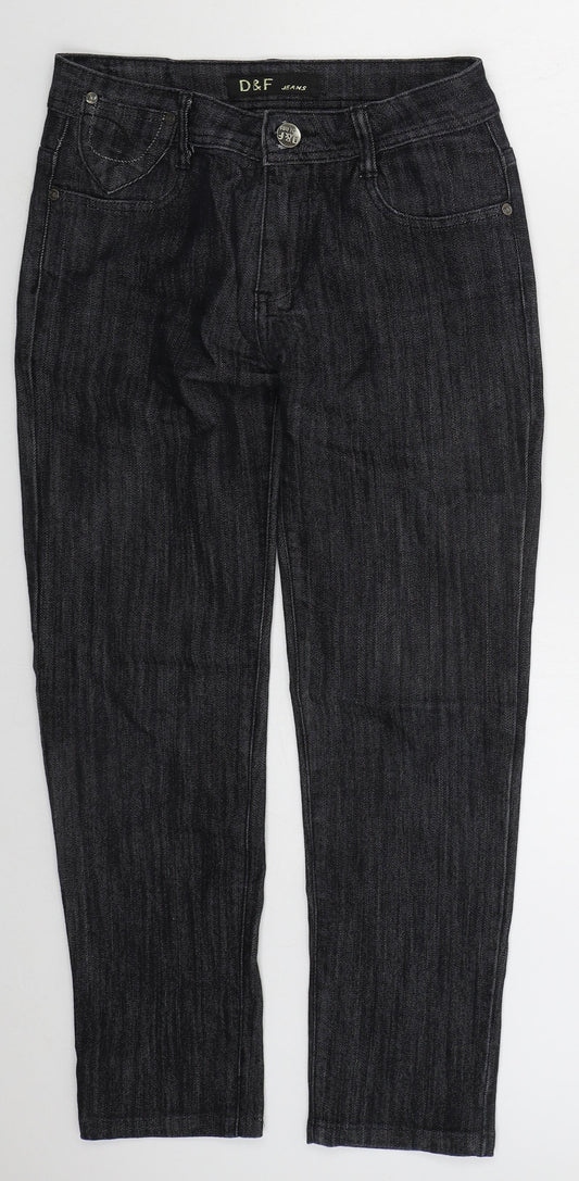 D&F Womens Black  Cotton Skinny Jeans Size 10 L26 in Regular Button