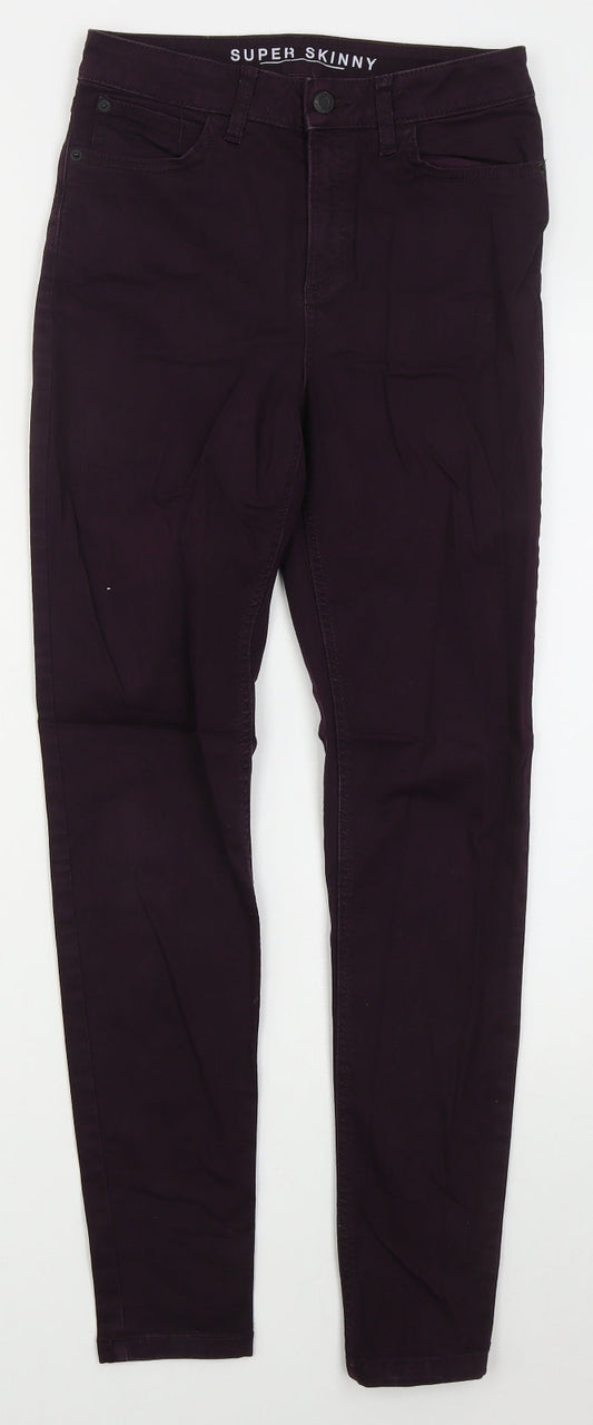 Marks and Spencer Womens Purple  Cotton Skinny Jeans Size 8 L29 in Regular Button