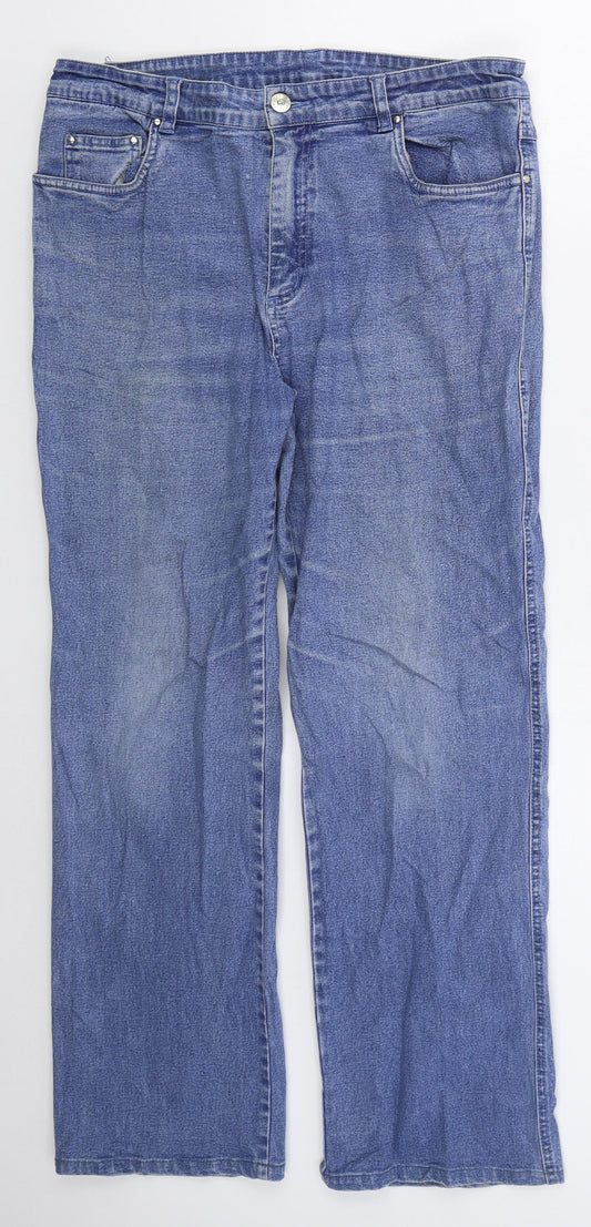 Greensource Womens Blue  Cotton Straight Jeans Size 32 in L28 in Regular Button
