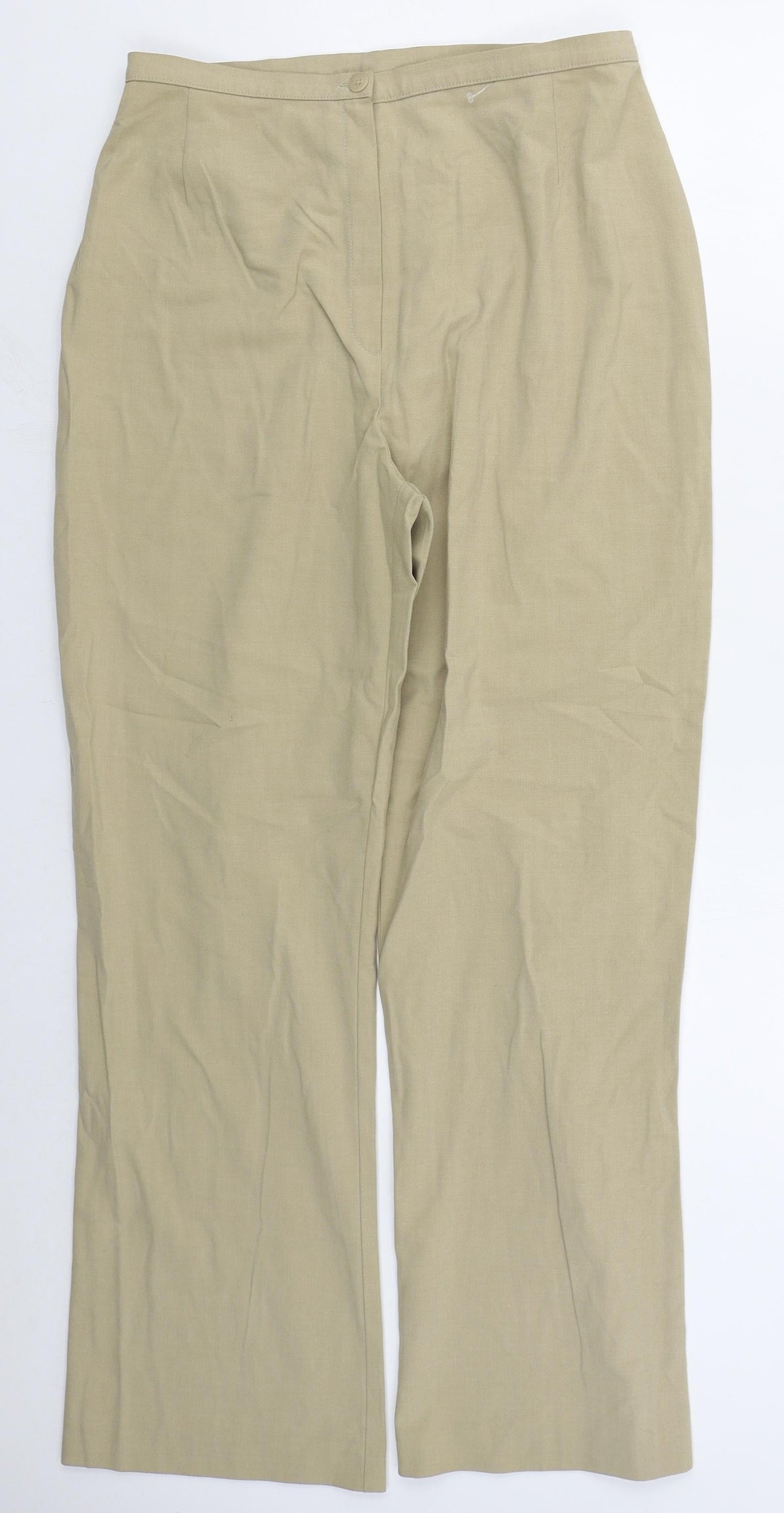NEXT Womens Beige  Polyester Trousers  Size 14 L30 in Regular Button