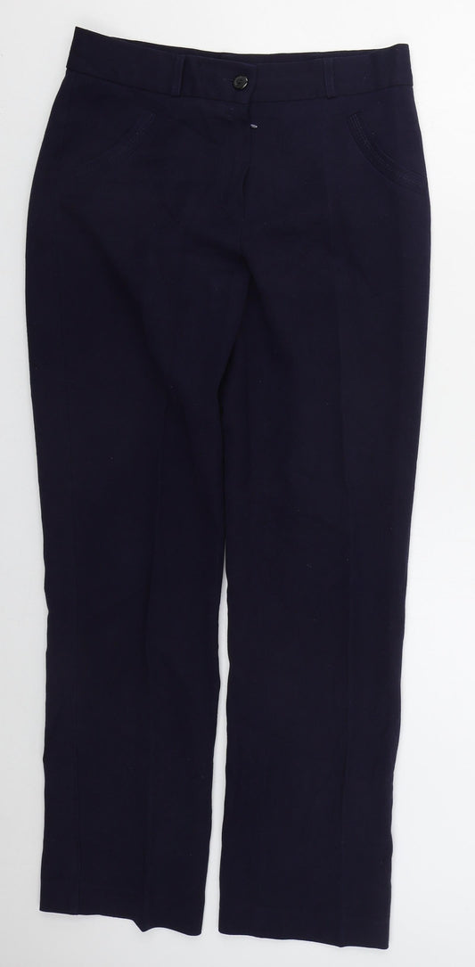 Gentilo Womens Blue  Polyester Trousers  Size 10 L29.5 in Regular Button