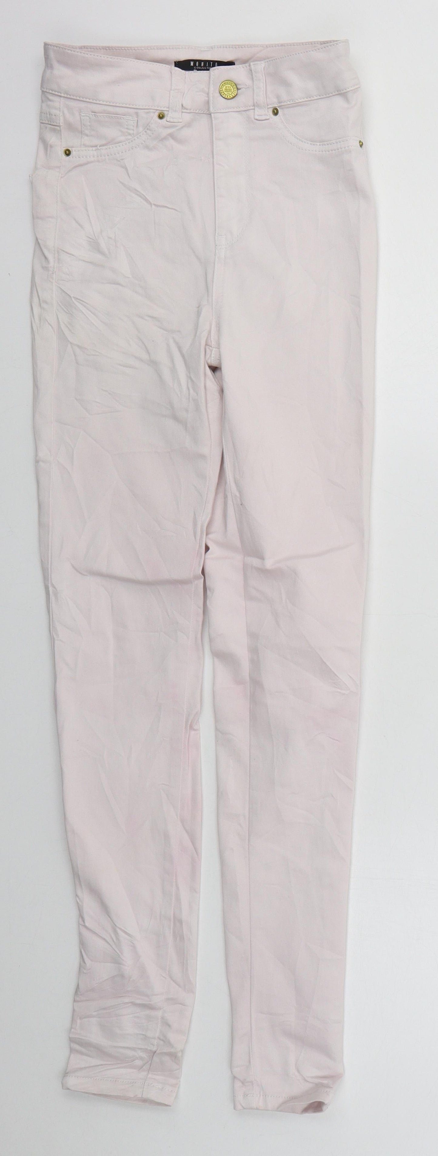 Mohito Womens Pink  Cotton Skinny Jeans Size 24 in L28 in Regular Button