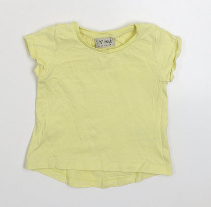 Next Girls Yellow  100% Cotton Basic T-Shirt Size 3-6 Months Round Neck Pullover