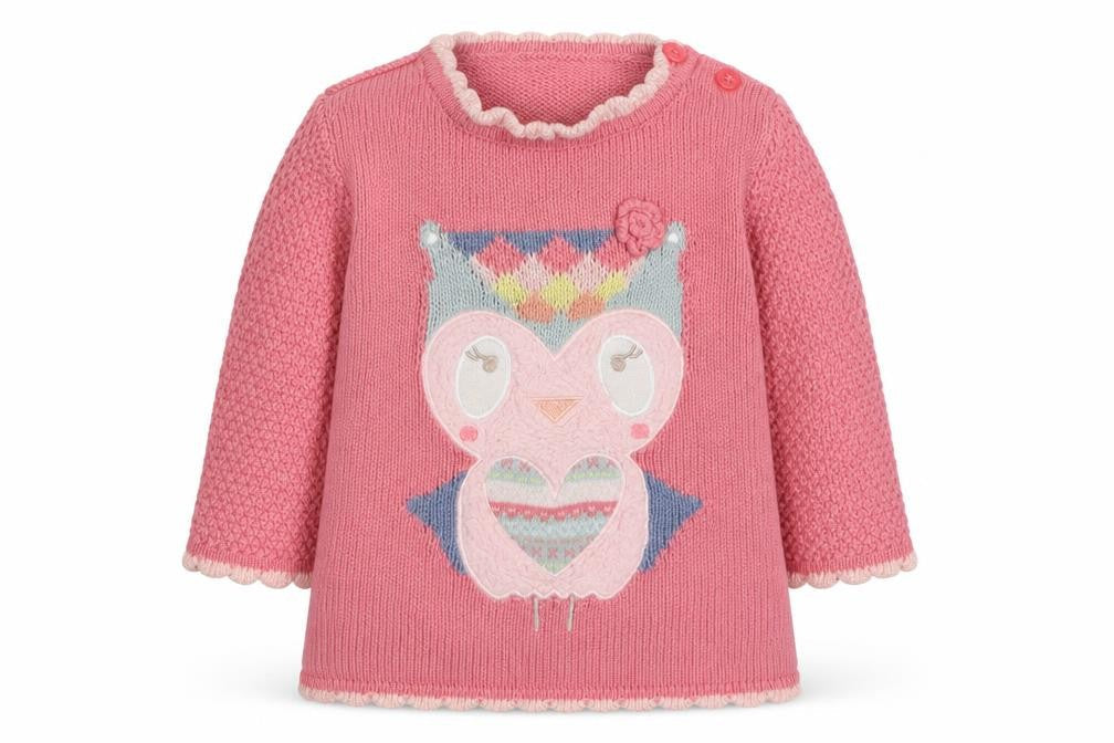 George Girls Pink  Cotton Pullover Jumper Size 3-6 Months  Button