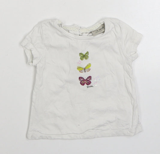 NEXT  White  100% Cotton Basic T-Shirt Size 6-9 Months Round Neck Pullover