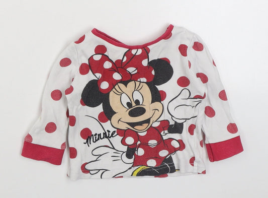 Mini Vlub Girls Multicoloured Polka Dot 100% Cotton Basic T-Shirt Size 6-9 Months Round Neck Pullover - Disney
